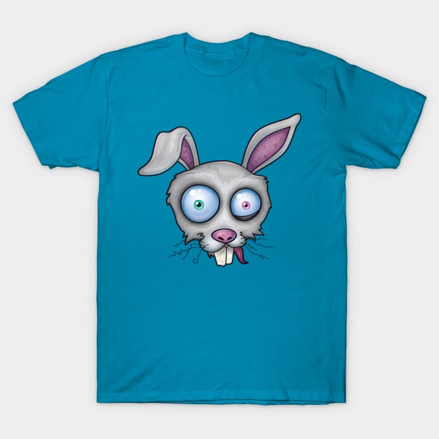 Crazy White Rabbit T-Shirt by fizzgig